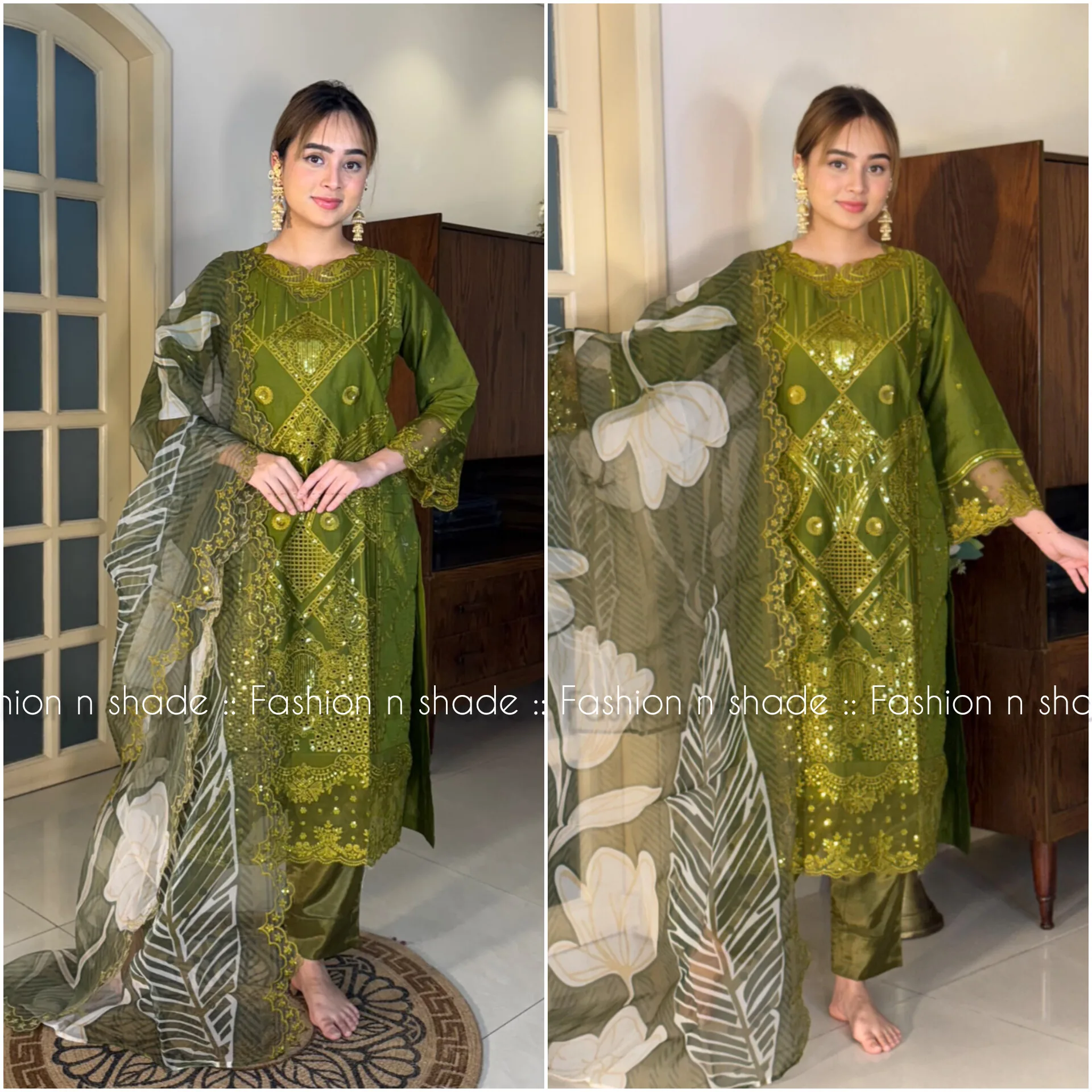 Cotton Party Dress with Organza Orna image 2
